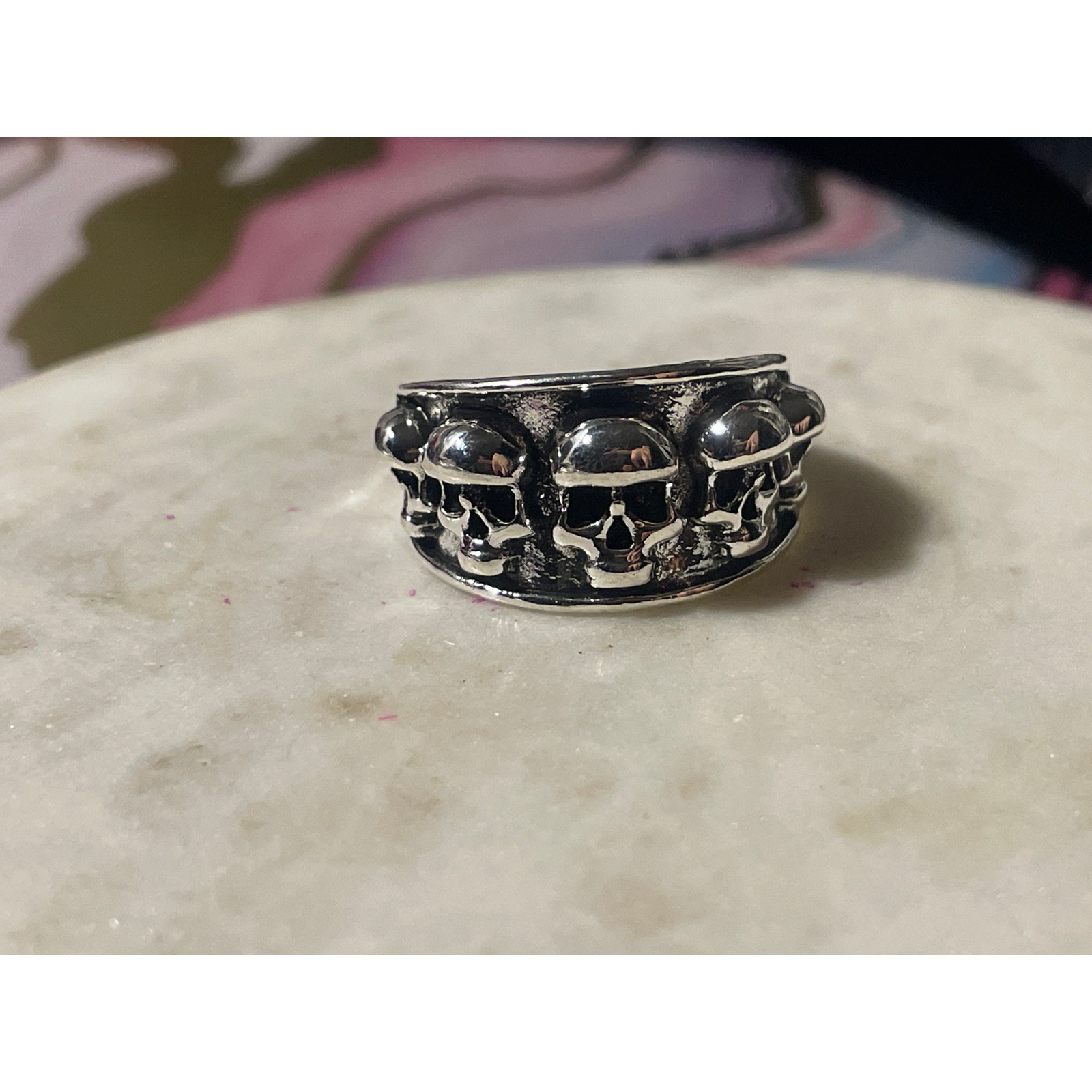 Mens Biker Gothic Skull Wedding Band Style Ring 10 Mens Biker Gothic Skull Wedding Band Style Ring 10